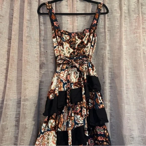 Anthropologie Square-Neck Printed Tiered Midi Dress, NEW - Picture 4 of 15